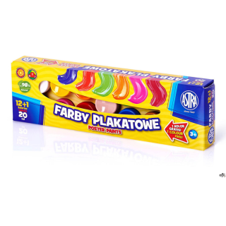 Farby plakatowe Astra 13 kolorów - 20 ml 12+1 kolor gratis, 301115005