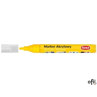 Marker akrylowy, fibrowa końcówka okrągła 2-5mm,  żółty TO-402 Toma