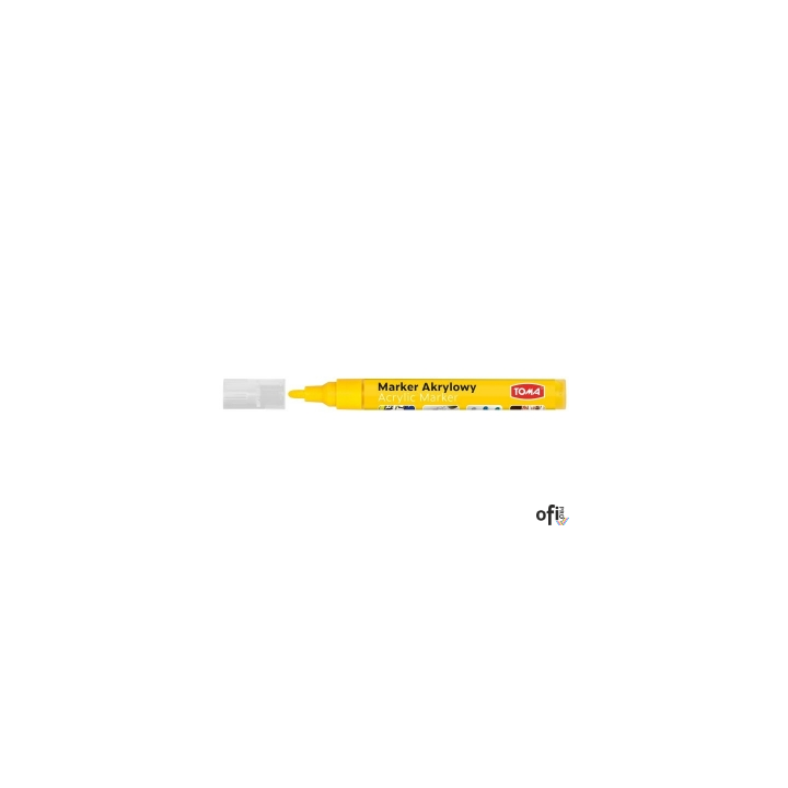 Marker akrylowy, fibrowa końcówka okrągła 2-5mm,  żółty TO-402 Toma