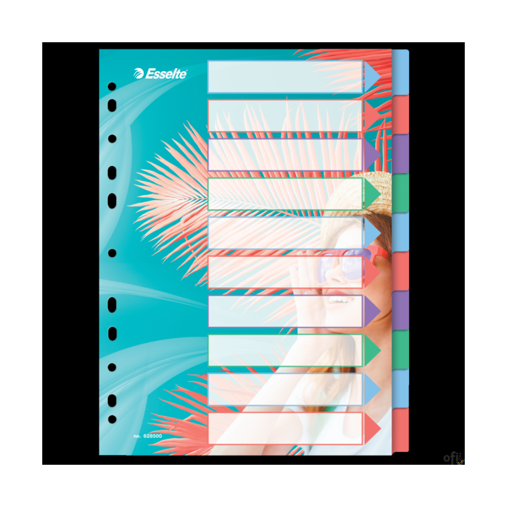 Przekładki Colour Breeze PP A4, 10 przekładek Esselte 628500