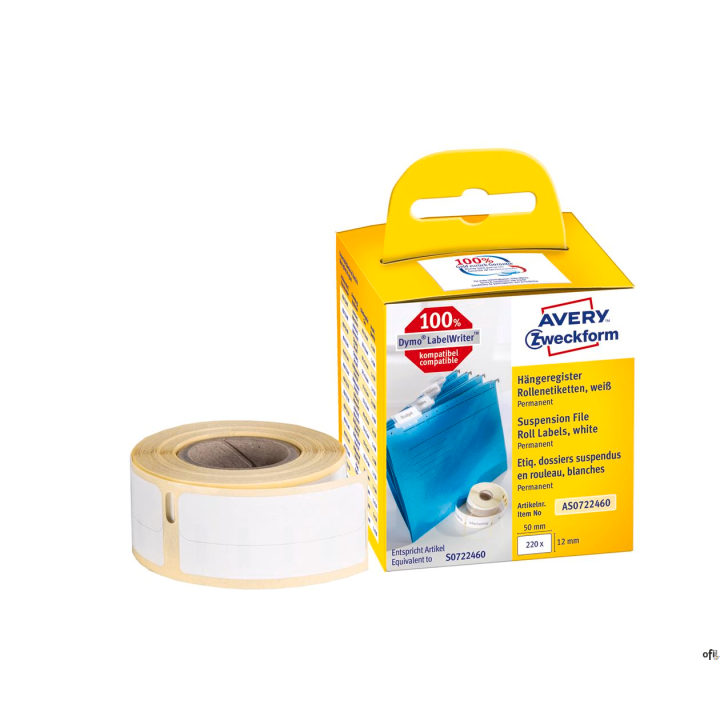 Minietykiety AS0722460 12x50 220 et. w rolce do termodruku, białe, Avery Zweckform