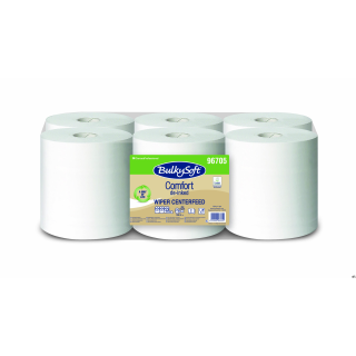 Ręcznik w roli midi centralnego dozowania Comfort de-inked (6rolek) biały, celuloza, 2w, 108m, 96705 BULKYSOFT
