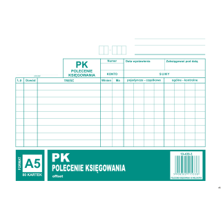 Polecenie księgowania PK A5, 80 kartek offset, 10-439-3 DOTTS