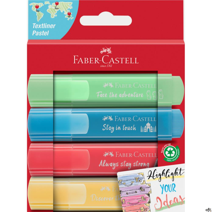 Zakreślacz_1546 pastelowy 4 kolory Faber-Castell FC 254625