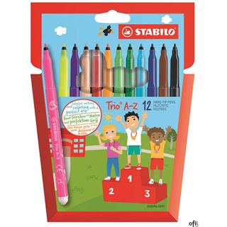 Flamastry trójkątne STABILO TRIO 12szt. A-Z 378/1-12-01