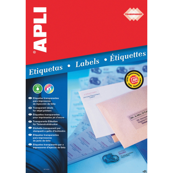 Etykiety 10053  210*297 poliestrowe przezroczyste (10) APLI