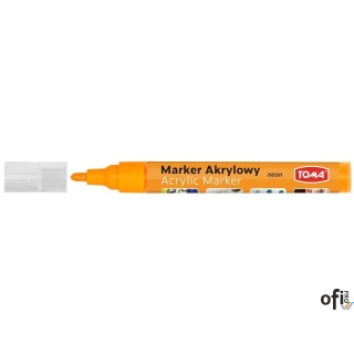 Marker akrylowy, fibrowa końcówka okrągła 2-5mm,  pomarańczowy neon TO-402 Toma