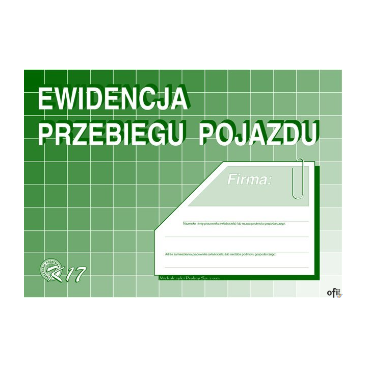 K17 Ewidencja przebiegu pojazdu (bez kosztów) A5 Michalczyk i Prokop