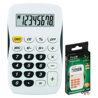 Kalkulator TOOR TR-295-K BIAŁO-CZARNY, 8 pozycyjny, kieszonkowy 120-1769