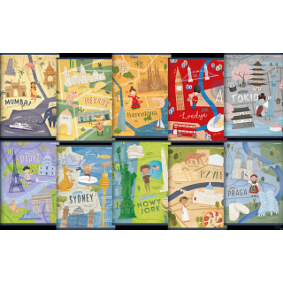 Zeszyt TOP 2000 CITIES OF THE WORLD A5 16k 70g mix linia podwójna kolorowa 400157889