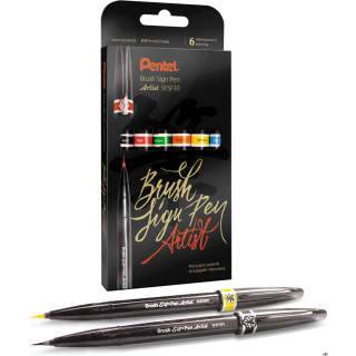 Zestaw precyzyjnych pędzelków do kaligrafii i liternictwa  SESF30C-ST6ABCDFGSPL PENTEL