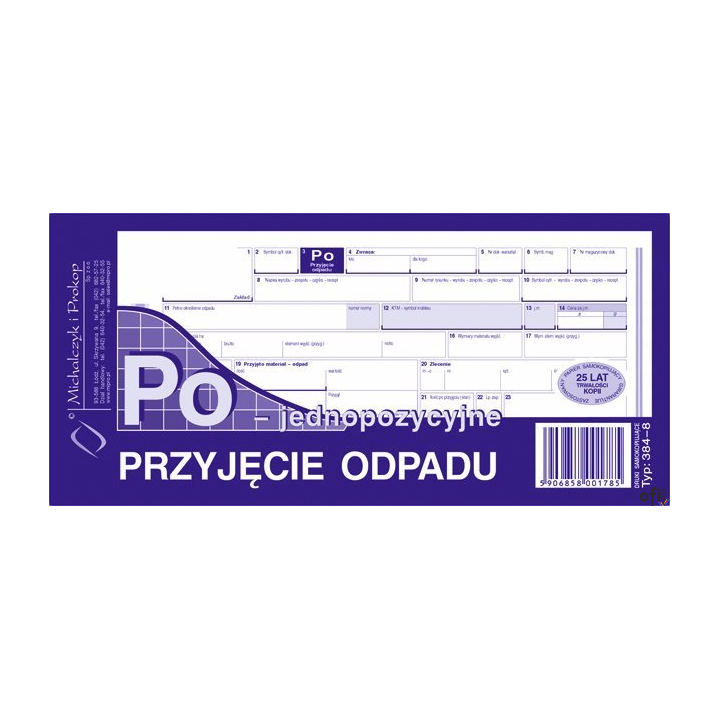 384-8 Przyjęcie odpadu jednopozycyjne Po