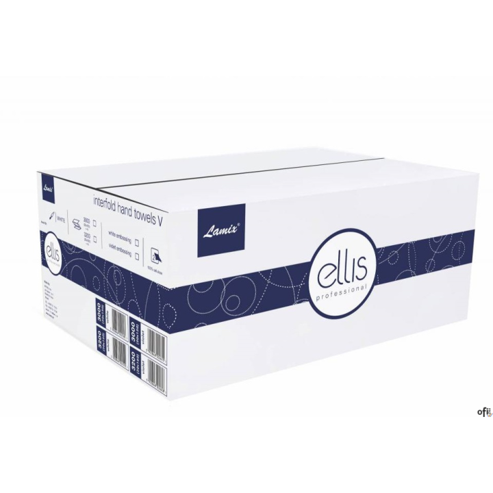 Ręczniki składane V PROFESSIONAL białe 3000 składek celuloza ELLIS (ZZ) 2585