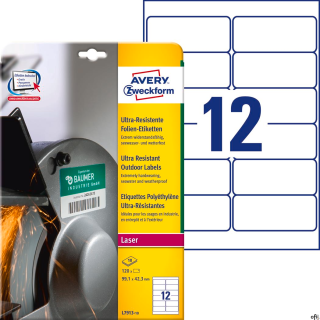 Etykiety UltraResistant L7913-10 99,1x42,3 10ark Trwałe, polietylenowe, Avery Zweckform