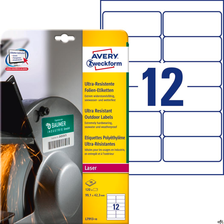 Etykiety UltraResistant L7913-10 99,1x42,3 10ark Trwałe, polietylenowe, Avery Zweckform
