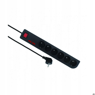 Listwa zasilająca przedłużacz 6 gniazd, 5m, czarny, wyłącznik, 2xbezpiecznik, uziemienie PSF2-605-2