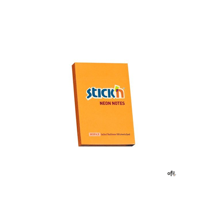 Bloczek STICKN 76x51mm pomarańczowy neon 100k 21160 STICKN