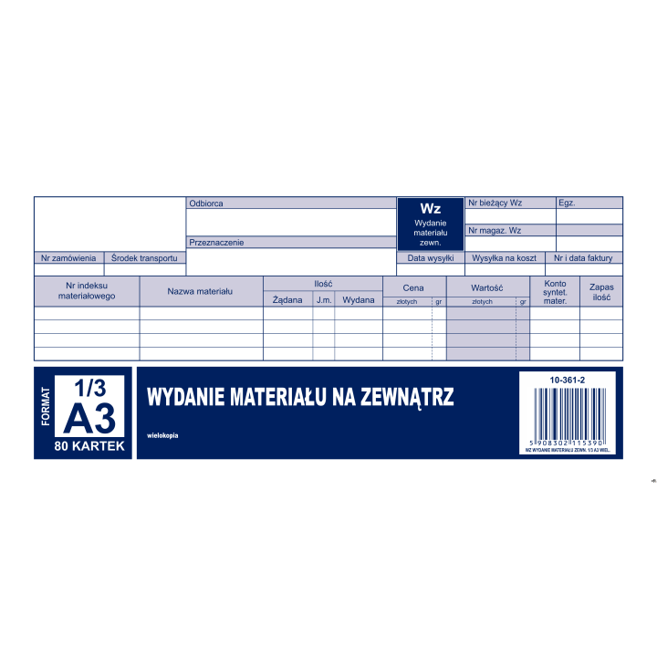 Wydanie materiału na zewnątrz WZ 1/3 A3, 80 kartek wielokopia, 10-361-2 DOTTS