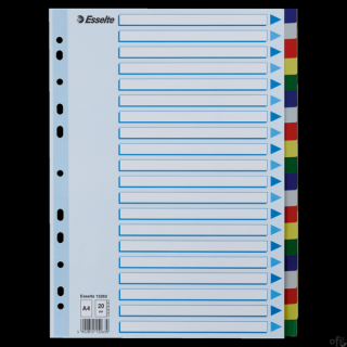 Przekładki plastikowe z PP A4 ESSELTE 20 kart 15263