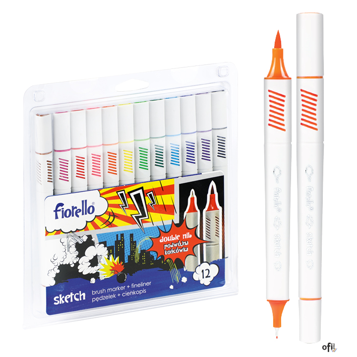 Flamastry SKETCH FIORELLO 12 kol.dwustronne 160-2232