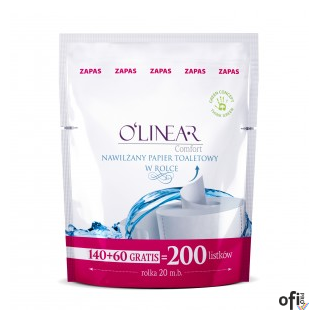 Nawilżany papier toaletowy w rolce/ZAPAS 140+10szt.gratis Olinear