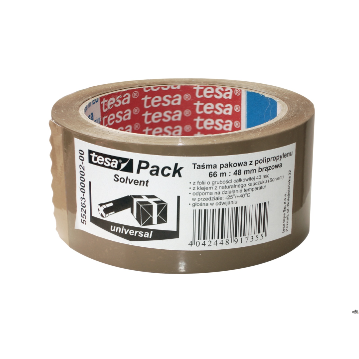 Taśma pakowa TESAPACK STANDARD SOLVENT 66m x 48mm brązowa 55263-00002-00 TS