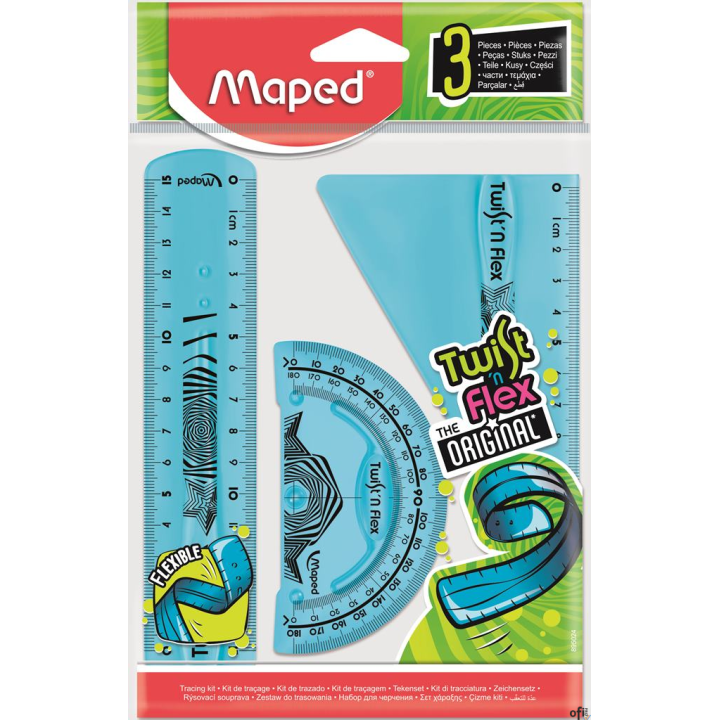 Zestaw linijek niełamliwych 895024 linijka 15cm ekierka kątomierz MAPED