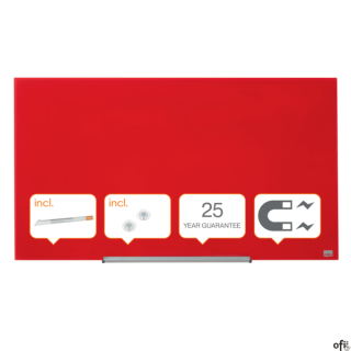 Szklana tablica Nobo Impression Pro 1000x560mm, czerwona