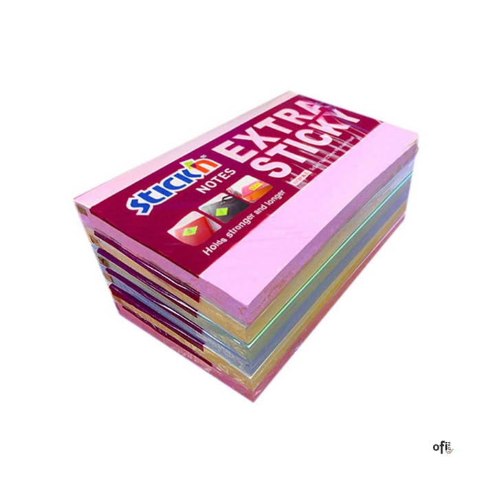 Notes samoprzylepny EXTRA STICKY 76x127mm 4 kol.pastel/90 kart.6szt. Stickin 21669