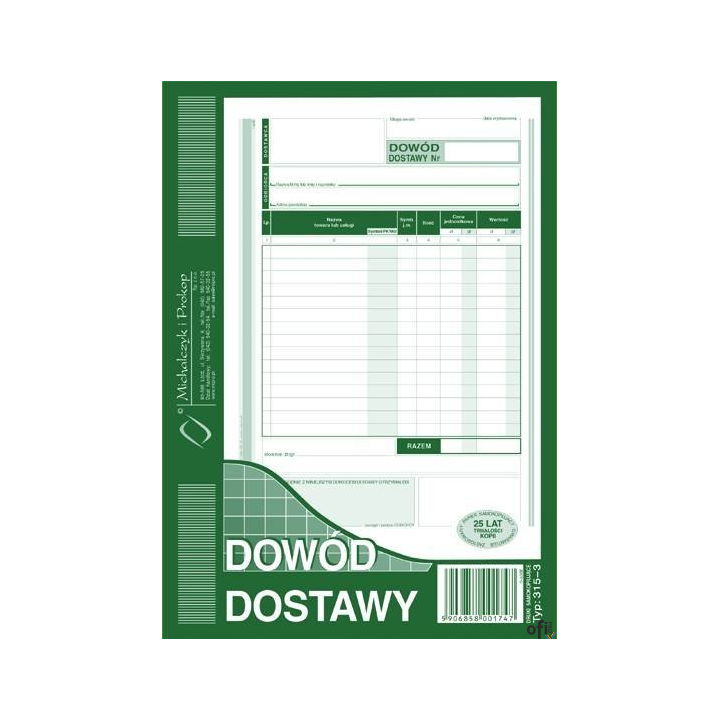 315-3 Dowód dostawy A5 80 kartek MICHALCZYK i PROKOP