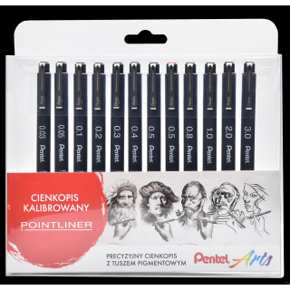CIENKOPIS KALIBROWANY POINTLINER mix 12 szt. S20P-ST12PL Pentel