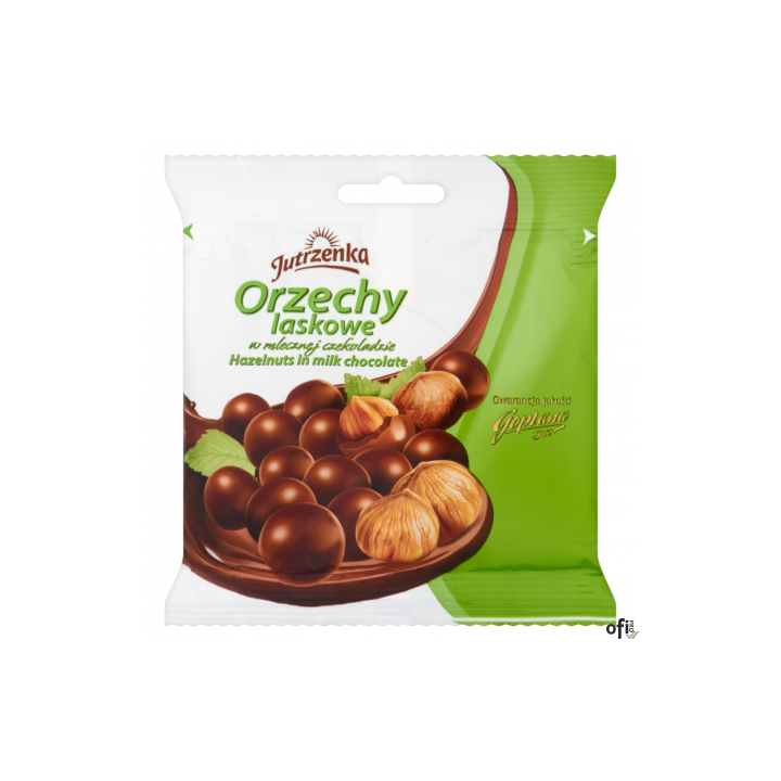 Orzechy laskowe JUTRZENKA w mlecznej czekoladzie 80g
