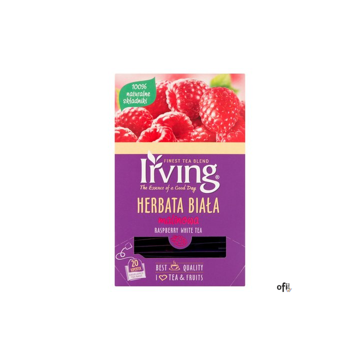 Herbata IRVING malinowa 20 kopert 1,5g biała