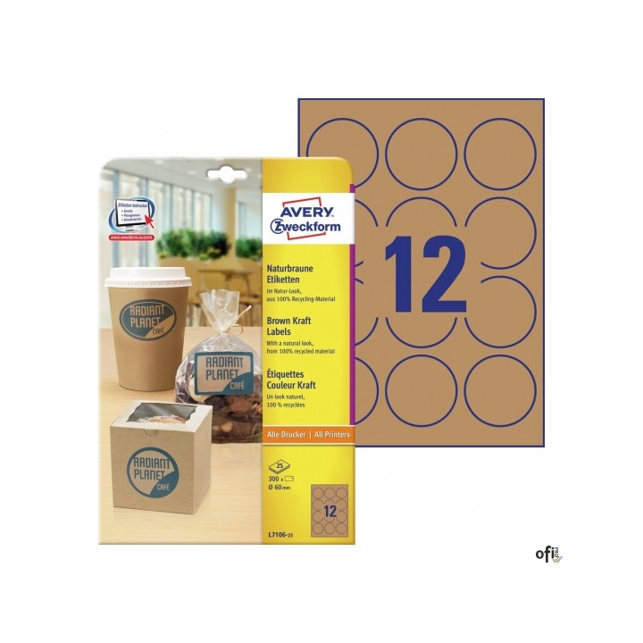 Ekologiczne etykiety na produkty Q 60 mm 25 ark. Avery Zweckform L7106-25