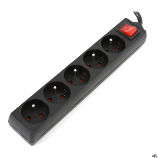 Listwa zasilająca z 5 gniazdami 1.5 m czarna OMEGA OL5F15