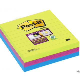 Karteczki_samoprzylepne POST-IT Super Sticky XL w linię (675-3SSMX), 101x10, 1mm, 3x70 kart., paleta marrakesz, 3M-70005