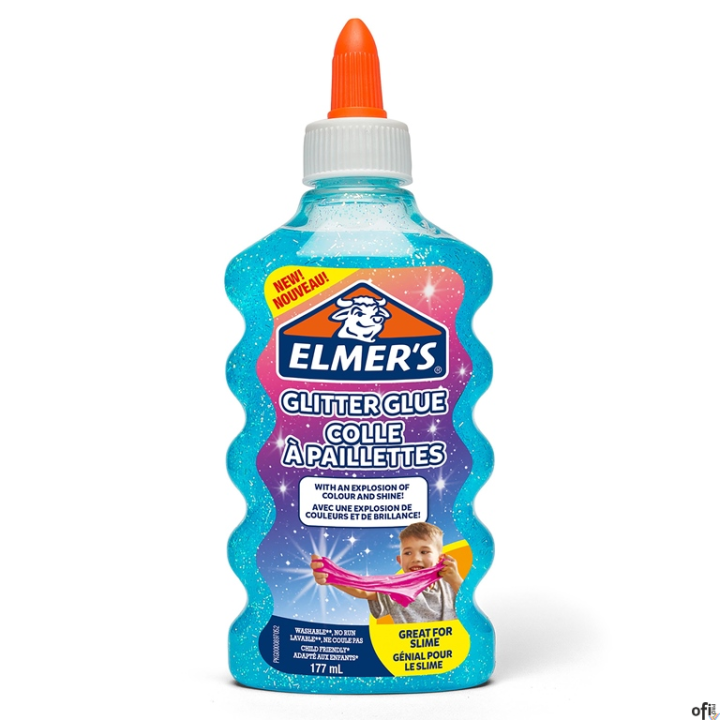 Elmers klej brokatowy, niebieski, zmywalny i przyjazny dzieciom, 177ml, 2077252