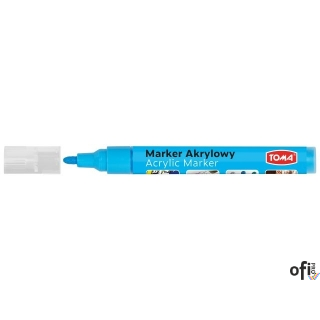 Marker akrylowy, fibrowa końcówka okragła 2-5mm,  niebieski jasny TO-402 Toma