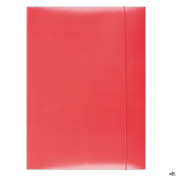 Teczka z gumką OFFICE PRODUCTS, karton/lakier, A4, 350gsm, 3-skrz., czerwona 21191141-04