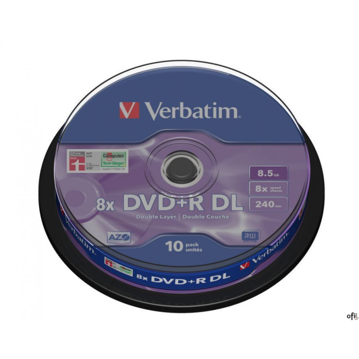 Płyta DVD+R VERBATIM DL CAKE (10) DoubleLayer 8.5GB x8 MattSil 43666